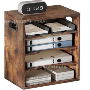 Organizador de archivos de madera de varios niveles, 4 capas con asas para escritorio de oficina, documentos, correo, estante de almacenamiento - Product Image 1