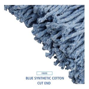 Boardwalk BWK2016B #16 Blue <b>Mop</b> Head Cut-End Standard with Cotton/Synthetic Fiber 12/ Carton - Product Image 4