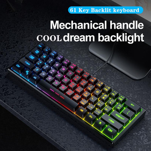 LVKI-61 Bàn Phím Nhỏ Bàn Phím Cơ Có Dây Có Dây Bàn Phím Máy Tính Để Bàn Có Đèn Nền Màu Cầu Vồng Rgb Phụ Kiện Chơi Game - Product Image 6