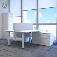 Bureau debout moderne IULTRA à double moteur électrique, fonctionnement silencieux, respectueux de l'environnement, structure en acier robuste, 180 cm, gris, pour le bureau