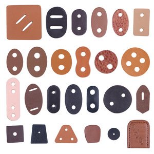 Oval Two Hole Leather Buttons Genuine Leather Hand Sewn Embossed Logo For Clothing Drawstring Adjustable - Product Image 1