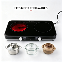 Cuisinière électrique en céramique infrarouge à double brûleur OEM, haute puissance, multifonctionnelle pour usage domestique, certification CE/CB