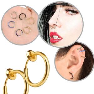 En gros Anneau de nez à clipser non-percable en acier chirurgical, bijoux de piercing corporel - Product Image 3