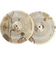 Vansir High Grade Low Volume Quiet Metal Alloy Gold Cymbals Diameter 14" Hihat for Drum Set Practice