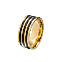 YW Fashion Herren Edelstahl Ring 8mm breit Öltropfen Design Goldschmuck für Verlobung feier Hochwertiger Damen schmuck