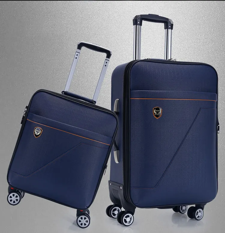 Oumanfei PU Vali mang theo trên hành lý xe đẩy túi với có thể tháo rời Spinner bánh xe cho du lịch 20'24'28 inch Túi du lịch hành lý