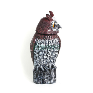 Statue de hibou Haierc Hibou solaire épouvantail dissuasif avec des yeux rouges effrayer les oiseaux pour la cour oiseau effrayer le hibou - Product Image 5