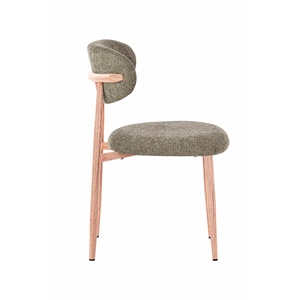 <span class=keywords><strong>Chaise</strong></span> <span class=keywords><strong>de</strong></span> salle à manger contemporaine en tissu doux avec cadre en métal couleur chêne clair - Product Image 5