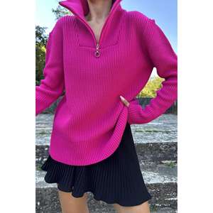 Pull en maille à col roulé fuchsia pour femme, manches longues, décontracté, anti-boulochage, calibre 14 Gg - Product Image 2