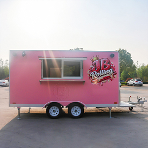 Remolque de Comida Móvil Personalizado Chammp Rosa con Ventana y Toldo, Carrito de Comida Comercial para Café y Negocios de Comida Callejera - Product Image 5