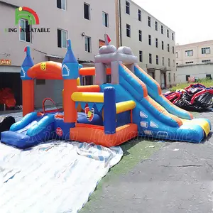 Lompatan Castel tiup Bouncer Luncur kering Kombo permainan luar ruangan Jumper rumah lompat untuk pesta anak-anak