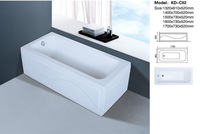 Baignoire rectangulaire en acrylique blanc CUPC 60*30*20 pouces avec jupe intégrée et drain encastré pour installation encastrée, idéale pour les hôtels intérieurs