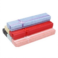 Boîtes cadeaux rectangulaires portables prêtes à être expédiées, avec ruban et nœud, en carton, pour colliers et bracelets longs