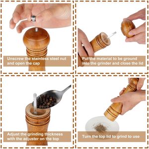 Juego de Molinillos de Sal y Pimienta de Madera de Acacia, Set de Salero y Pimentero - Product Image 3
