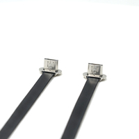 Kabel FPV FPC Ultra Tipis 90 Derajat Micro USB 5Pin Male to Male 150MM Konektor Logam Hitam Kabel Data Pengisian Daya Flat Ribbon