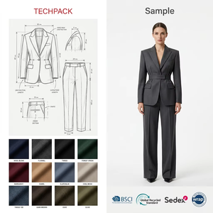 Conjunto de Pantalón y Traje de Oficina para <span class=keywords><strong>Mujer</strong></span>, Lana Peinada <span class=keywords><strong>Lila</strong></span> Premium con Certificación GRS, Pantalones de Corte Lápiz Ajustados y Escultóricos - Product Image 3