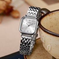 Set gelang jam tangan dua potong untuk wanita, gelang jam tangan bahan baja tahan karat Diameter Dial 35mm, Set gelang jam tangan perak keren untuk wanita