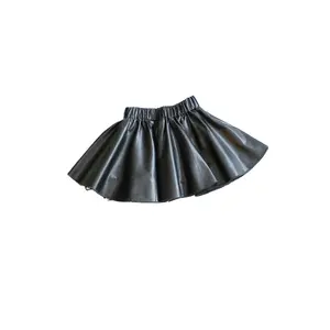 Autumn new design children pu leather tutu skirts fashion kids all match black tutu skirt