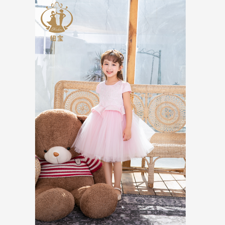 2020 New Arrival Half Sleeve A-line Formal Occasions Embroidery Flowers Flower Girls' Dresses