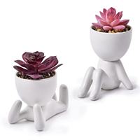 Grand ensemble de pots de sol en céramique en forme humaine – Jardinière moderne, mignonne, écologique et durable pour plantes succulentes, idéale pour le jardin et l'intérieur/extérieur