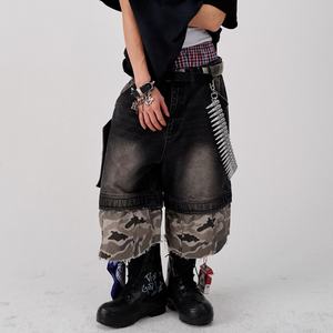 Shorts Bermuda en jean déchiré style hip-hop, motif camouflage personnalisé, vintage, délavé, déchiré, coupe ample pour hommes – Vente en gros - Product Image 5