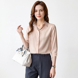 Blus Satin Putih Wanita Terbaru 2025 Anti Kusut, Kemeja Kantor Lengan Panjang untuk Wawancara & Bisnis - Product Image 6