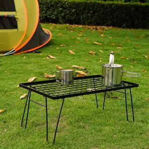 Table de pique-nique pliante simple pour le camping, barbecue, en fer multicouche avec plateau en bambou, pour la famille en plein air - Product Image 4