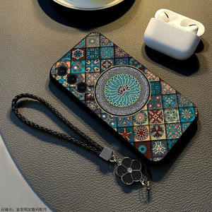 Coque de téléphone Samsung A56a55a54a53c55 SP131Magic Cube, style chinois, lotus bleu, coque simple avec cordon suspendu trèfle à quatre feuilles - Product Image 5