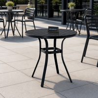 Table de bistrot moderne en métal rond pour l'extérieur, plateau à lattes, anti-rouille, pour villa, patio, balcon