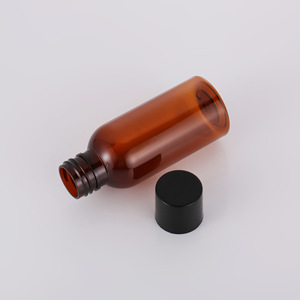 ขวดพลาสติกสีน้ำตาลสำหรับสัตว์เลี้ยง 100 มล. ทรงกระบอก ฝาเกลียว บรรจุภัณฑ์เครื่องสำอาง - Product Image 1