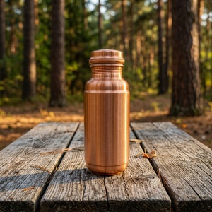 Premium Plain Pure Copper Water Bottle 1300ml Matte Brushed Finish Ayurvedic Copper Flask Leakproof Gym Sports Metal Drinkware - Product Image 1