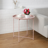 Table d'appoint ronde pliable en métal avec plateau amovible, design nordique moderne