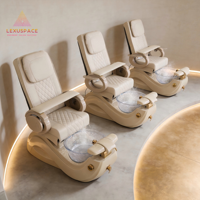 Fauteuil de pédicure personnalisable beige chaud avec massage des pieds, brume, bain à remous et design en fibre de verre réglable