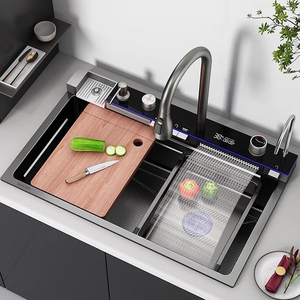 Sang trọng Bồn Rửa Nhà Bếp Bát duy nhất hiện đại chất lượng cao đa chức năng thác nước với hiển thị kỹ thuật số vòi stainlesssteel Sinks - Product Image 1