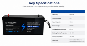 แบตเตอรี่ LiFePO4 51.2V 100Ah ระบบจัดการแบตเตอรี่อัจฉริยะ (BMS) แบบ Deep Cycle แบตเตอรี่ลิเธียมไอรอนฟอสเฟต ผลิตในประเทศจีน - Product Image 3