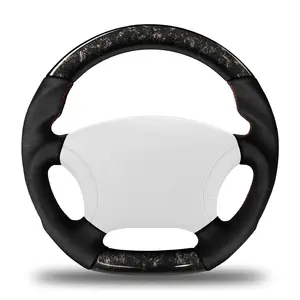 عجلة قيادة على شكل حرف D للسيارة من العلامة التجارية التايوانية عجلة قيادة رياضية مصنوعة من الجلد والألومنيوم