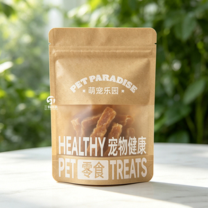 Sacs personnalisés pour animaux de compagnie 100g 250g 500g en papier kraft avec fermeture éclair et fenêtre transparente pour aliments pour chats et chiens - Product Image 5