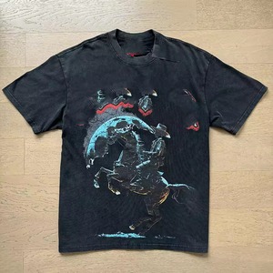 T-shirt a maniche corte unisex di marca, taglie forti, vestibilità ampia, effetto invecchiato, per <span class=keywords><strong>giovani</strong></span> - Product Image 2
