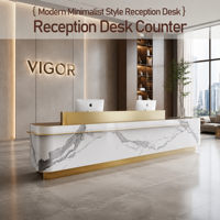 Bureau d'accueil commercial de luxe léger avec éclairage LED pour bureau, hôtel, salon, centre commercial – Hauteur et dimensions personnalisables