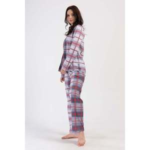 KADIN P.SUPREM XXL GOMLEK YAKA TAMAMI DUGMELI UZUN KOL ETEGI OVAL CEPLI PIJAMA TAKIM - สีเทา - สีเทา - Product Image 3
