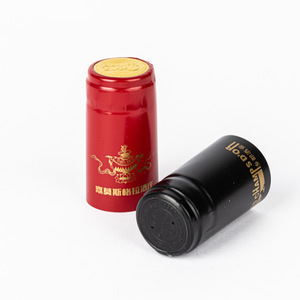PVC Heat <b>Shrink</b> Wine Bottle Caps Custom Logo Pilfer Proof Seals For Beverage Packaging Red Black Gold Colors Available - Product Image 1