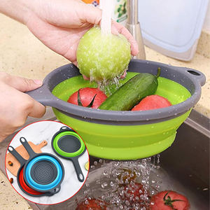 Подарки на День матери: Складная корзина-дуршлаг из ТПР с ручкой, разноцветная, компактная, многоразовая, для кухни - Product Image 5