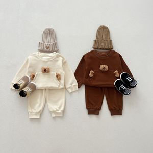 Angou, <span class=keywords><strong>ropa</strong></span> coreana para niños, niños y niñas, traje de bebé, Otoño, transpirable, algodón suave, Waffle Bear, sudadera de manga larga, <span class=keywords><strong>ropa</strong></span> deportiva - Product Image 2