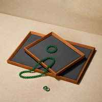 Plateau de présentation de bijoux en bois de frêne massif, doublé de suède, organisateur pour colliers, bagues, bracelets, comptoir de magasin, vente en gros, personnalisé