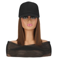 IStapromo Regalos: Peluca de mujer larga y lisa estilo coreano con gorra de béisbol, sin encaje, de fibra resistente al calor, todo en uno, a la moda y completa.