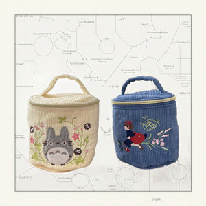 Pochette de maquillage mignonne en velours côtelé avec fermeture éclair, sac de rangement écologique portable pour produits de soin et serviettes hygiéniques, motif dessin animé brodé pour - Product Image 3