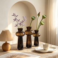 Vase en verre moderne et épuré, style ancien, pour décoration intérieure, arrangement floral, fleurs hydroponiques, fleurs séchées, décoration essentielle