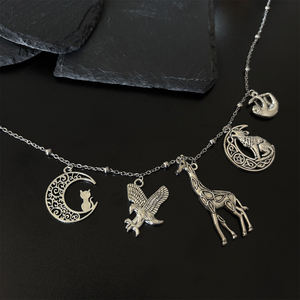 Nueva <span class=keywords><strong>serie</strong></span> de animales, collar de cadena de clavícula, cadena de acero inoxidable, gatito, águila, jirafa, Lobo, perezoso, collar con colgante para mujer - Product Image 5