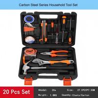 Ensemble d'outils à main pour la maison, kit d'outils de réparation en acier au carbone, clé à molette réglable, pinces, tournevis, boîte de rangement rigide pour la maison, le garage et l'atelier