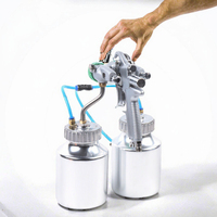 Pistolet de pulvérisation à double buse à alimentation sous pression, pulvérisateur de peinture industriel à double réservoir, pistolet de pulvérisation à haute atomisation pour économiser la peinture